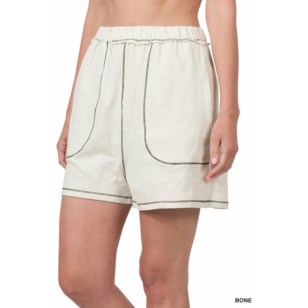 Zenana Exposed Stitches Shorts